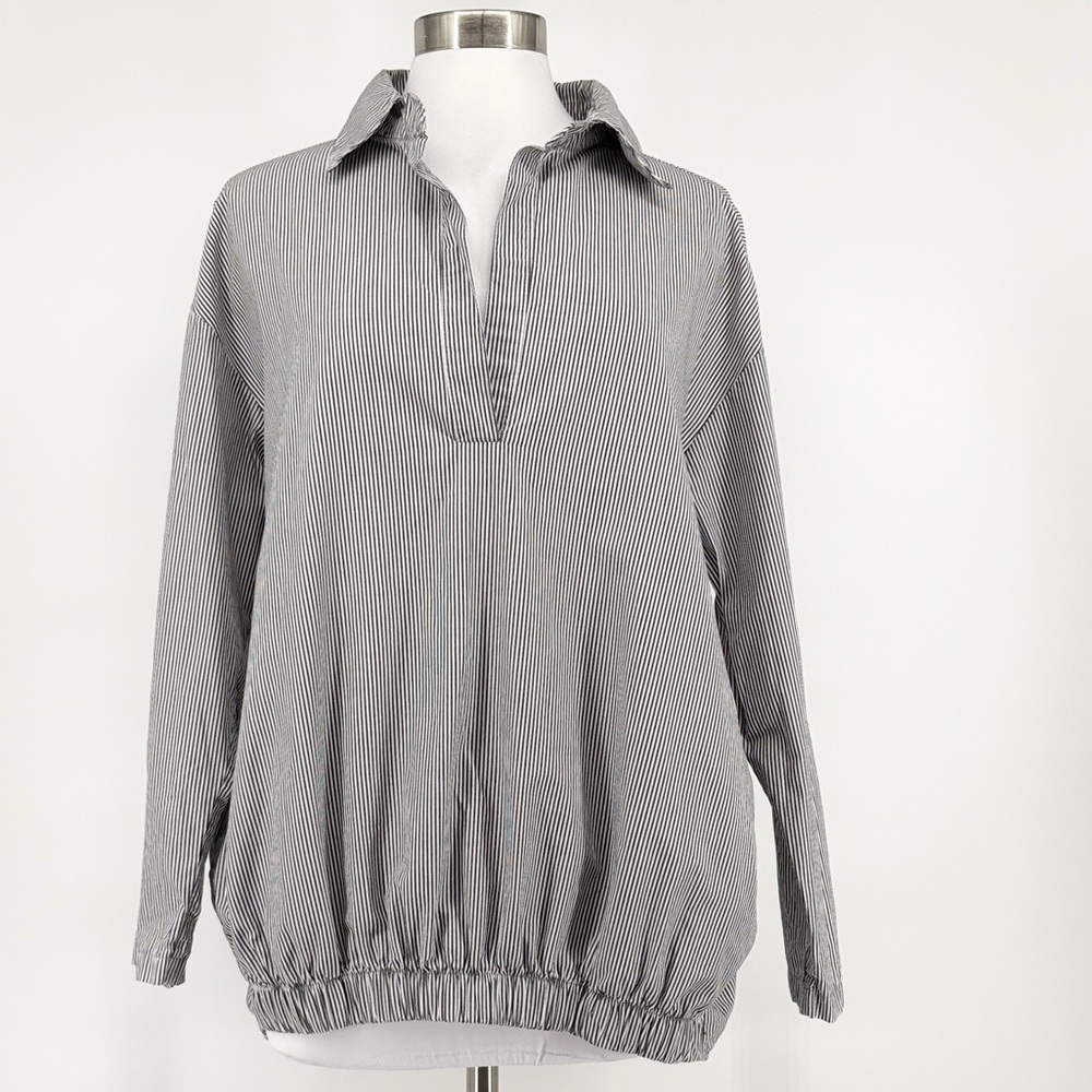 Planet by Lauren G Gray Cotton Striped Shirt Size 2 (10-14)